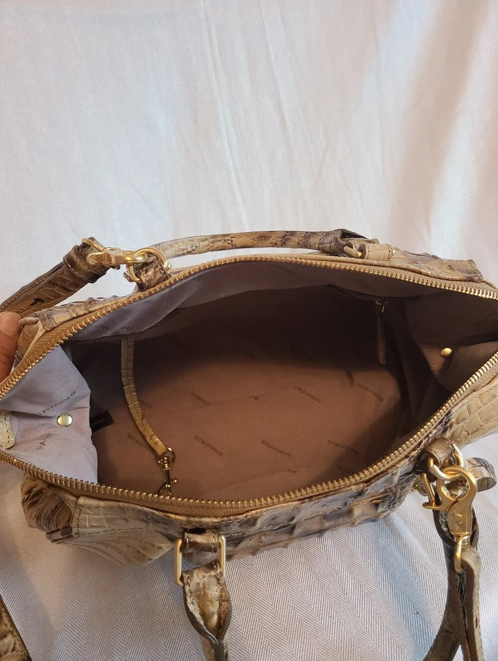 Brahmin Faye Croc-Embossed Leather Satchel Handbag